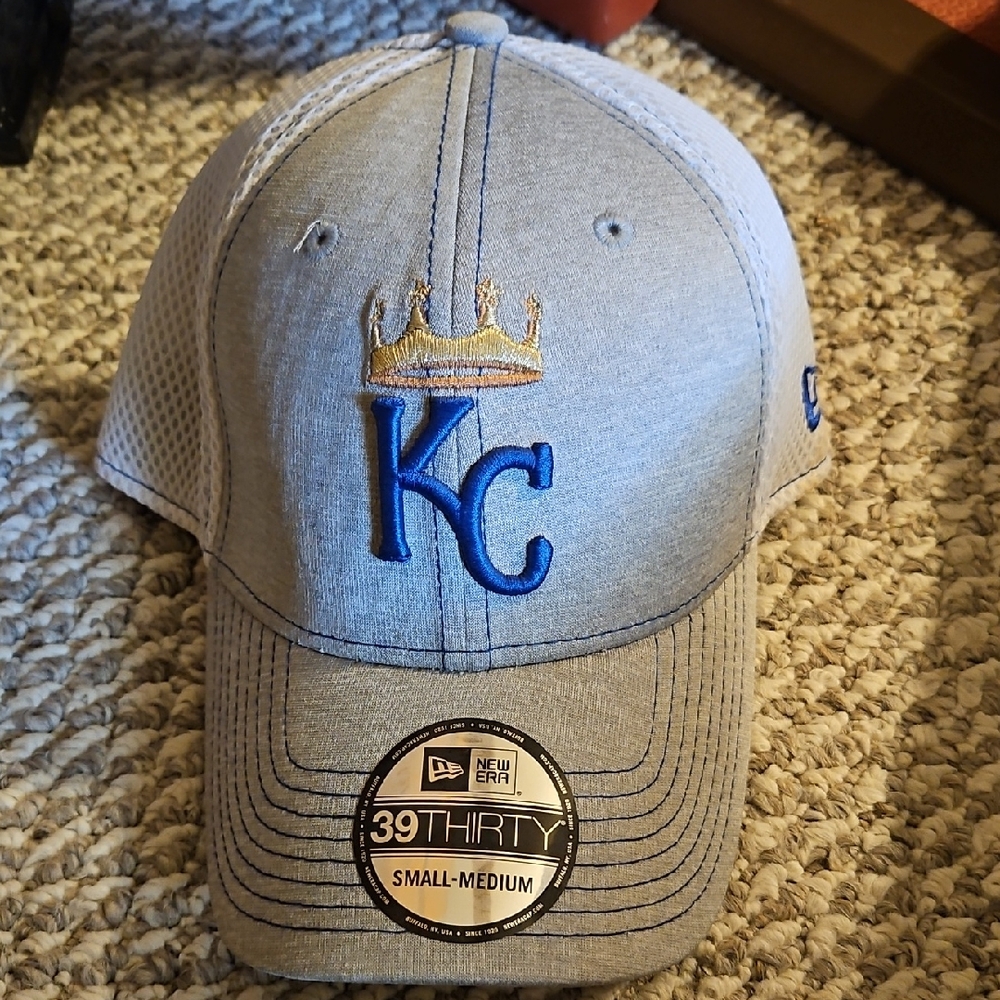 New Era Gray Cap with Blue KC Logo and Gold Crown